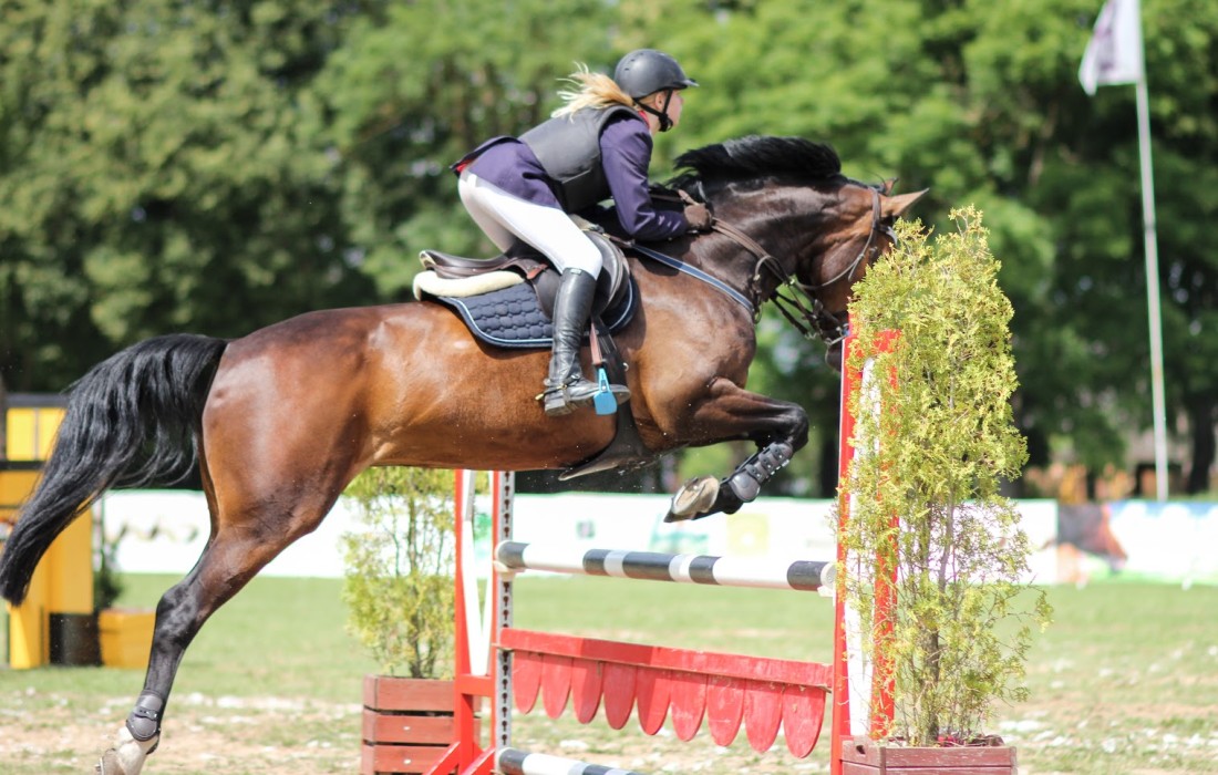 Athlete Adriana Anna Arāja, the owner of Holstein Horse 